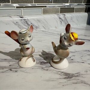 Vintage PY baseball playing mice , anthropomorphic mouse salt & pepper shakers